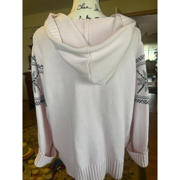 Cato Pastel Pink Snowflake Sweater with Hood and Deep V-neck XL - Picture 5 of 7